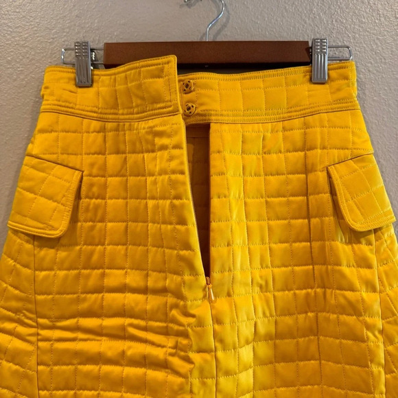 MOSCHINO Couture Yellow Pleated Quilted skirt Size 6 made in‎ Italy Authentic - Picture 8 of 16